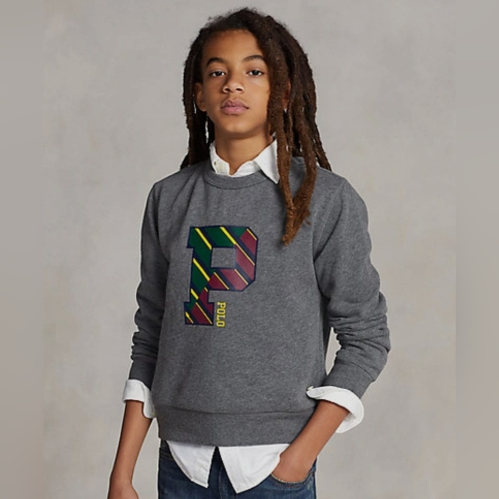 Polo Ralph Lauren Letterman Sweatshirt BOYS size L (14-16 Y) Gray